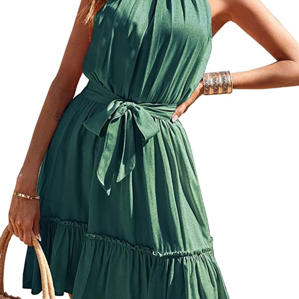 Beautiful, forest green boho dress
